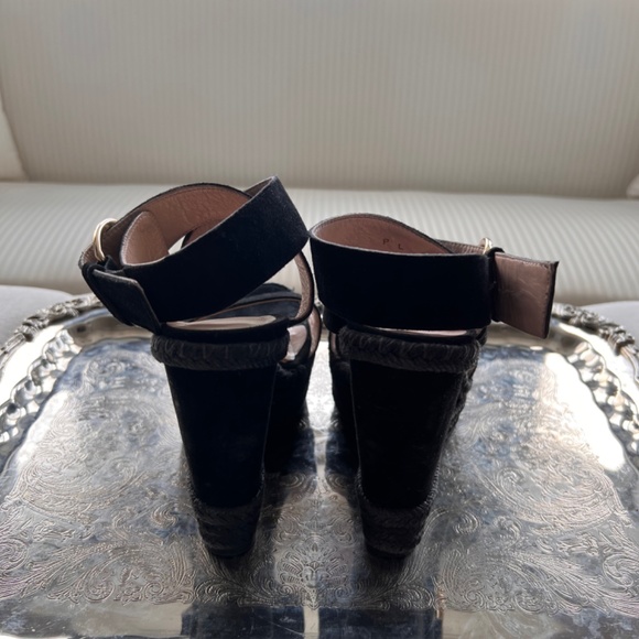 Stuart Weitzman platform black nubuck sandals 37 - Picture 2 of 7
